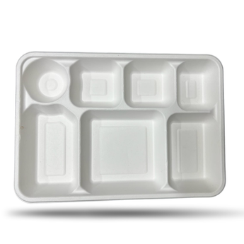 White plastic tray with compartments on a white background
