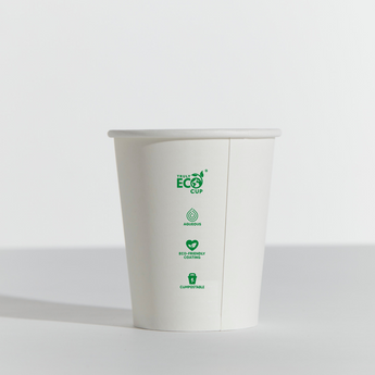 White paper cup with 'Eco Cup' branding on a white background