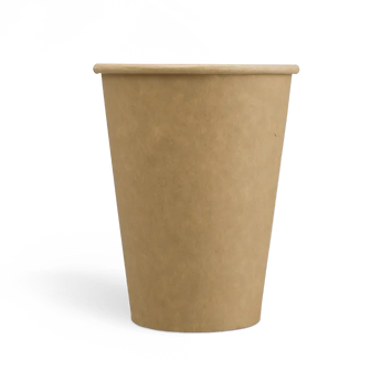 Brown paper cup on a white background