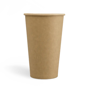 Brown paper cup on a white background