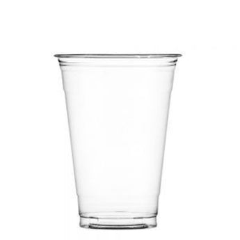 Clear plastic cup on a white background
