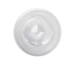 Clear plastic lid on a white background