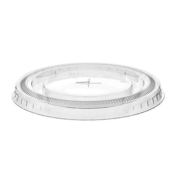 Clear pet flat lid for a cup on white background