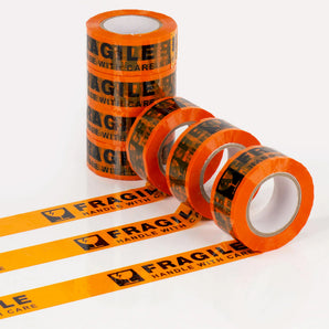 Fragile Tape Orange & Black Printed 48mm×75m – Pack 36