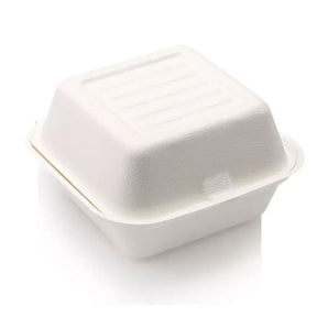 Biodegradable Sugarcane Hamburger Clamshells – Large (Carton of 500)