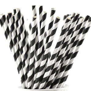 Black/White Striped Cocktail Straws (120mm) – 2500pk
